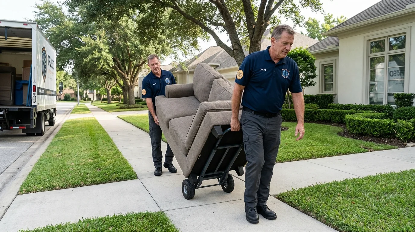 Local residential moving crew loading furniture in Shenandoah, PA